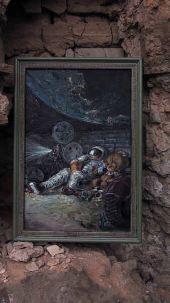 Schilderij getiteld "Космонавт" door Alena Kovtun, Origineel Kunstwerk, Olie