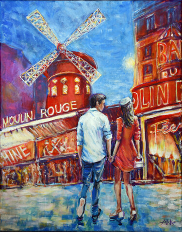 Painting titled "Zgubieni w Paryżu" by Ana Smarz, Original Artwork, Acrylic