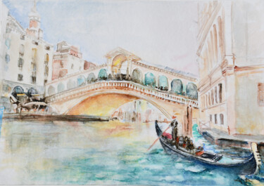 Картина под названием "Venice Rialto Bridg…" - Ana Smarz, Подлинное произведение искусства, Акварель