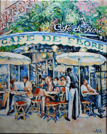 Painting titled "Café de Flore - rok…" by Ana Smarz, Original Artwork, Acrylic