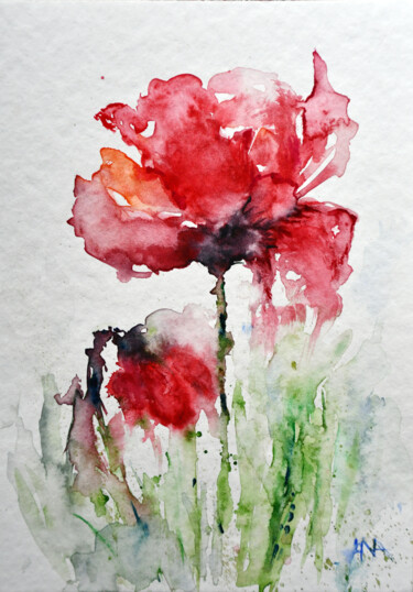 Painting titled "Maki" by Ana Smarz, Original Artwork, Watercolor
