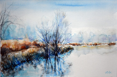 Painting titled "Jesienny spacer nad…" by Ana Smarz, Original Artwork, Watercolor
