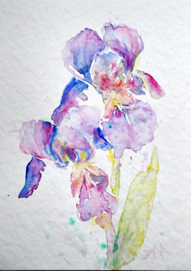 Malerei mit dem Titel "Królewskie lilie" von Ana Smarz, Original-Kunstwerk, Aquarell