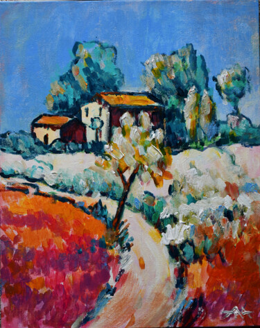 Malerei mit dem Titel "Wiosenny krajobraz" von Ana Smarz, Original-Kunstwerk, Acryl