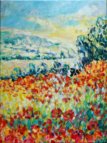 Schilderij getiteld "Kwiaty po horyzont" door Ana Smarz, Origineel Kunstwerk, Acryl