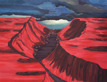 Painting titled "Red  Canyon" by Anna Sobkowiak, Original Artwork, Acrylic