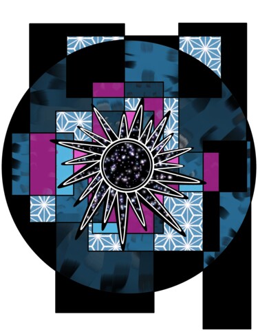 Digitale Kunst mit dem Titel "Black star" von Ana Teresa Dias Da Silva, Original-Kunstwerk, Digitale Malerei