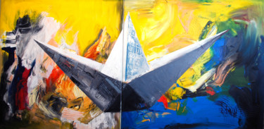 Pintura intitulada "Paper boat" por Asavei, Obras de arte originais, Óleo