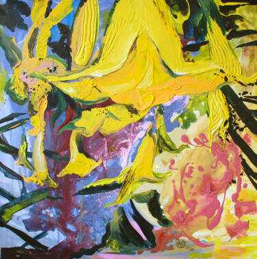 Картина под названием "To dream a flower" - Asavei, Подлинное произведение искусства, Акрил Установлен на Деревянная панель