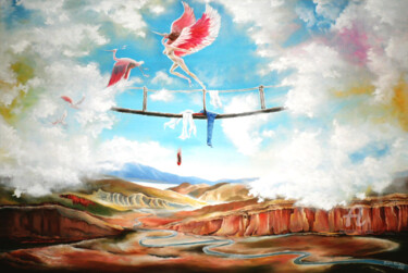 Pintura titulada "L’anima vola" por Maria Anabel Rauber, Obra de arte original, Oleo Montado en Bastidor de camilla de madera