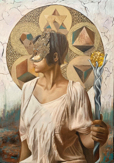 Painting titled "Euclidiana" by Anabella Silvia Chalu, Original Artwork, Lacquer Mounted on Other rigid panel