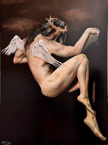 Pintura titulada "Cristo Angel" por Anabella Silvia Chalu, Obra de arte original, Oleo