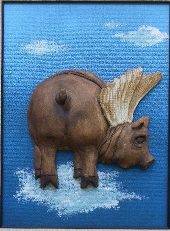 Sculpture titled "Flying pig 1" by Ana Carolina Moreno, Original Artwork