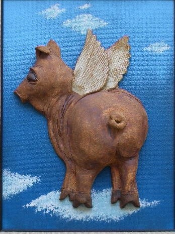 Sculpture titled "Flying pig 2" by Ana Carolina Moreno, Original Artwork