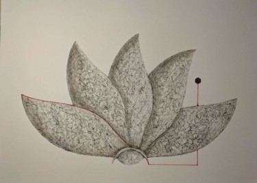 Disegno intitolato "Leaves" da Ana Colombo, Opera d'arte originale, Inchiostro