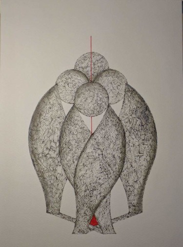 Dibujo titulada "Leaves" por Ana Colombo, Obra de arte original, Tinta