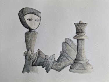 Drawing titled "Chest Queens" by Ana Colombo, Original Artwork, Ink