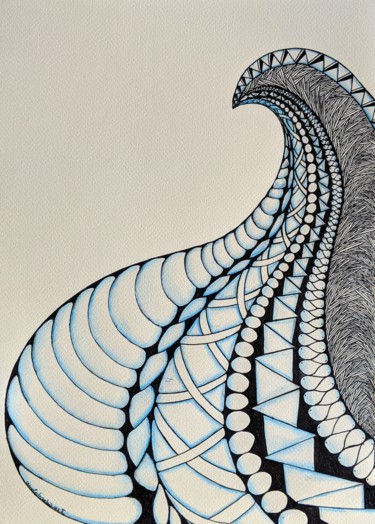 Zeichnungen mit dem Titel "Wave" von Ana Colombo, Original-Kunstwerk, Tinte