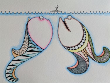 Desenho intitulada "Fish 2" por Ana Colombo, Obras de arte originais, Aquarela