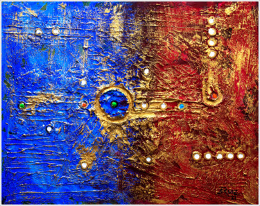Painting titled ""Simbología Univers…" by Ana Maria Cortes, Original Artwork, Acrylic Mounted on Wood Stretcher frame