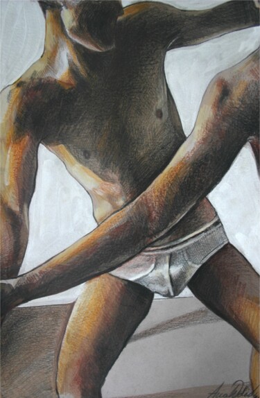 Рисунок под названием "Changing Room" - Ana Delic, Подлинное произведение искусства, Карандаш