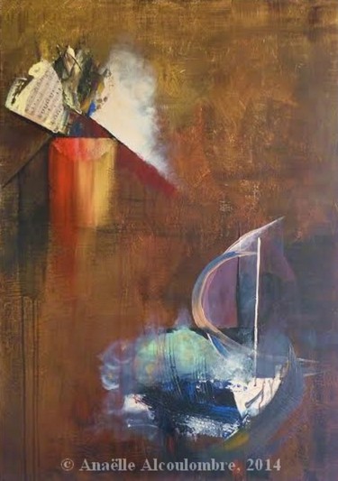 Painting titled "Une soirée au port" by Anaëlle Alcoulombre, Original Artwork, Acrylic