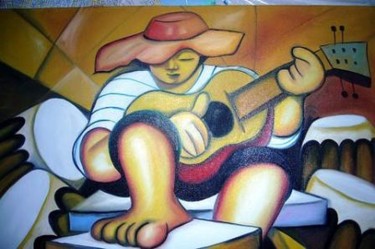 Pintura intitulada "violeiro" por Laurindo Joao Dos Santos Lauro, Obras de arte originais