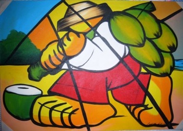 Pintura intitulada "perzao com coco '" por Laurindo Joao Dos Santos Lauro, Obras de arte originais