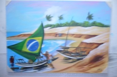 Pintura intitulada "praia de canoa queb…" por Laurindo Joao Dos Santos Lauro, Obras de arte originais