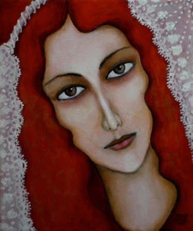Painting titled "Moon's bride" by Ana Gaai, Original Artwork, Oil