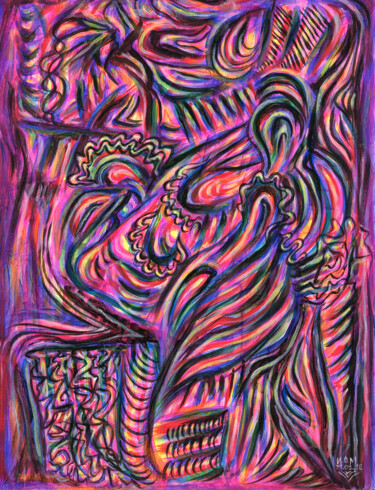 Картина под названием "The Pink Dimension" - Ana Gratess, Подлинное произведение искусства, Акрил