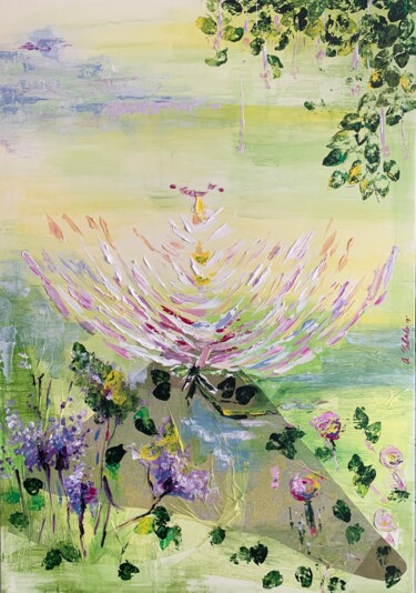 Malarstwo zatytułowany „FLOWER DOME” autorstwa Anahi Galindo, Oryginalna praca, Akryl