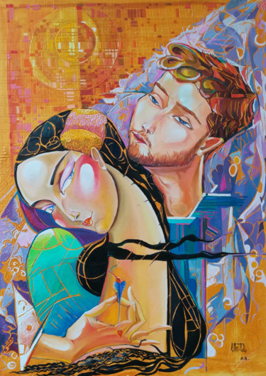 Painting titled "Love confession (50…" by Anahit Mirijanyan, Original Artwork, Oil Mounted on Wood Stretcher frame