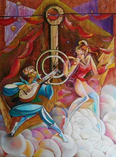 Painting titled "Anchored love (60x8…" by Anahit Mirijanyan, Original Artwork, Oil Mounted on Wood Stretcher frame