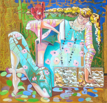 Pintura intitulada "The Dreaming Muse" por Anahit Mirijanyan, Obras de arte originais, Óleo Montado em Armação em madeira