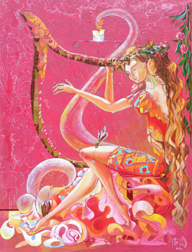 Peinture intitulée "Sonnet of Strings" par Anahit Mirijanyan, Œuvre d'art originale, Huile Monté sur Châssis en bois