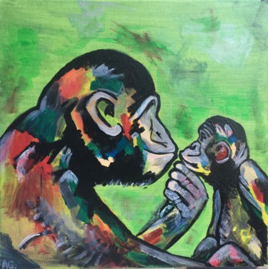 Картина под названием "Mum" - Anaïs Goudjil, Подлинное произведение искусства, Акрил Установлен на Деревянная рама для носил…