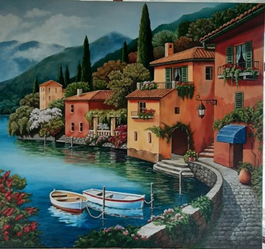 Painting titled "Italy" by Ana Isac, Original Artwork, Oil