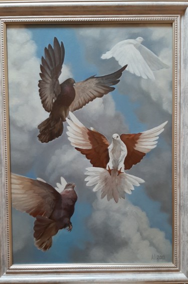 Pintura titulada "Doves" por Ana Isac, Obra de arte original, Oleo