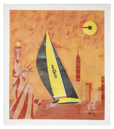 Painting titled "Sailing taxi" by Anaïse Nolan, Original Artwork