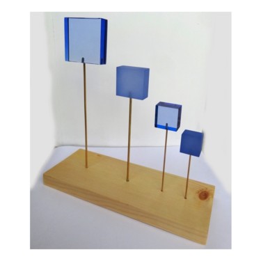 Sculpture intitulée "Carrés Bleus" par Anaïs Préaudat, Œuvre d'art originale