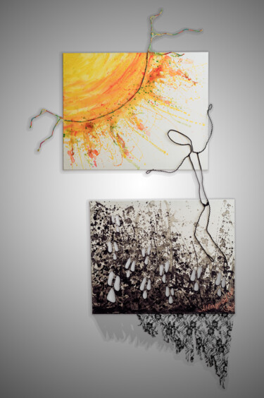 Peinture intitulée "Allergic 2'D Sun, 3…" par Anastasia Anait, Œuvre d'art originale, Acrylique
