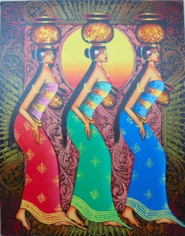 Painting titled "Balinese Dancer" by Dwi Wuryaningsih, Original Artwork