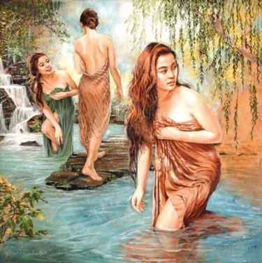 Painting titled "Bali Beautiful Girls" by Dwi Wuryaningsih, Original Artwork, Acrylic