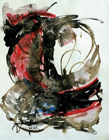 Painting titled "WI" by Ana Laza, Original Artwork, Watercolor
