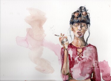 Painting titled "La espera..." by Analía Alfano, Original Artwork, Watercolor