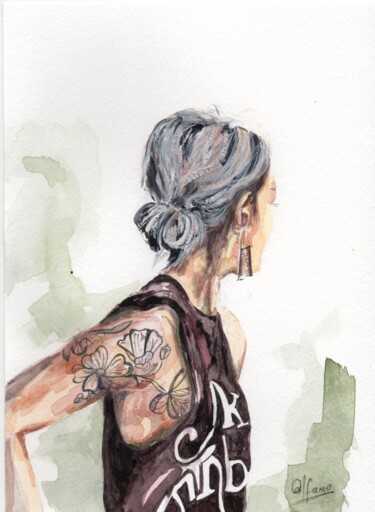 Peinture intitulée "tatuajes01" par Analía Alfano, Œuvre d'art originale, Aquarelle