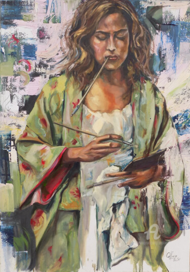 Painting titled "Comienzos (remix)" by Analía Alfano, Original Artwork, Oil