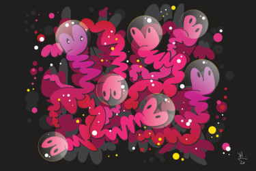 数字艺术 标题为“Space Worms” 由Koen Haarbosch, 原创艺术品, 数字油画
