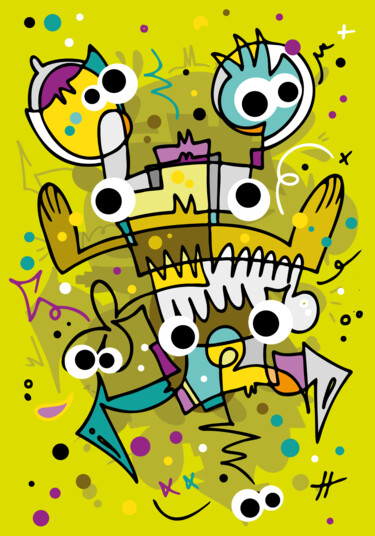 Painting titled "Crazy Carnival #4 -…" by Koen Haarbosch, Original Artwork, Spray paint